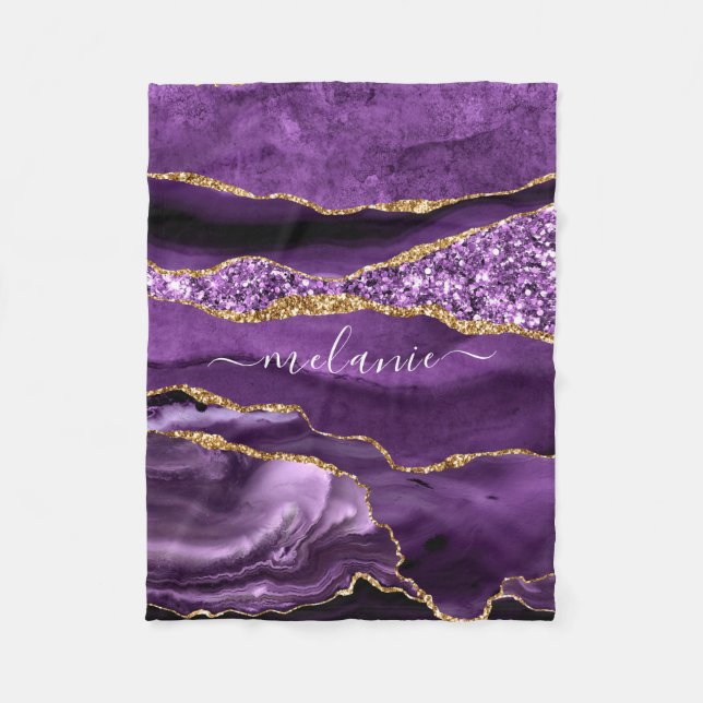 Couverture Polaire Agate Violet violet or Parties scintillant Géode N (Devant)