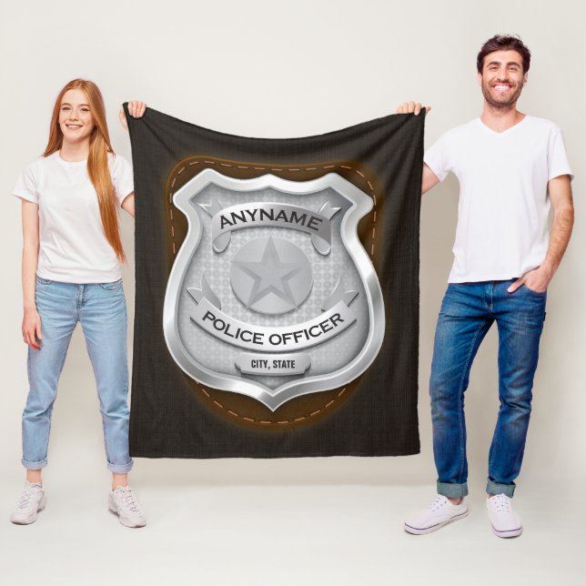 Couverture Polaire Agent de police personnalisé Sheriff Cop NAME Badg (En situation)