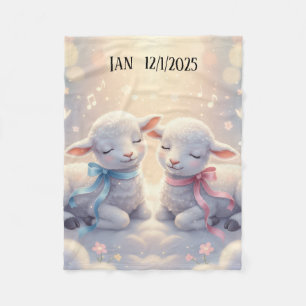 Couverture Polaire Agneaux personnalisés mignons sur un nuage