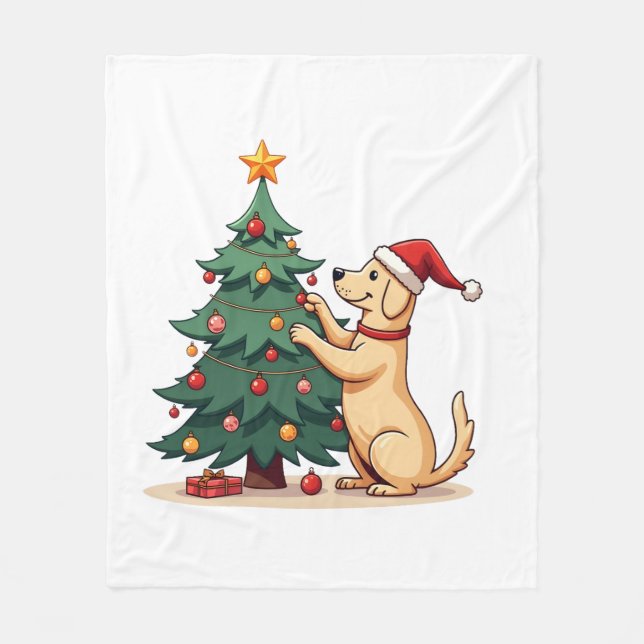 Couverture Polaire Aide pour sapin de Noël du Labrador (Devant)
