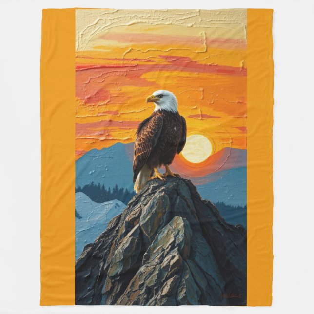 Couverture Polaire Aigle au coucher du soleil (Devant)