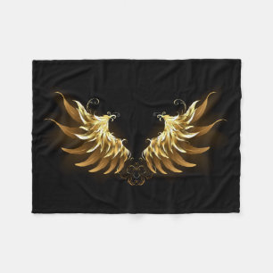 Couverture Polaire Ailes d'Ange d'or sur arrière - plan noir
