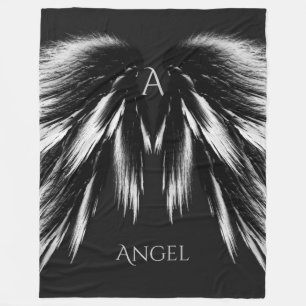 Couverture Polaire AILES D'ANGE Monogramme Gris Noir