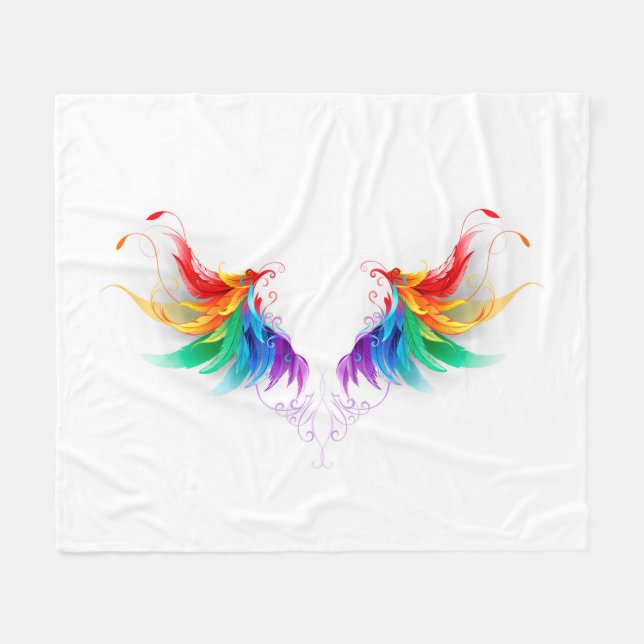 Couverture Polaire Ailes fluffy arc-en-ciel (Devant (Horizontal))
