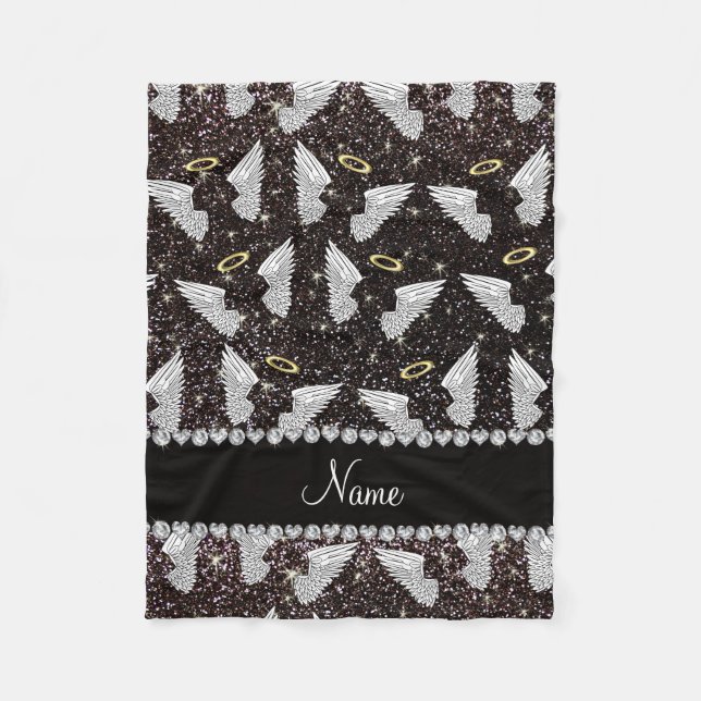 Couverture Polaire Ailes noires nommées faites sur commande d'ange de (Devant)