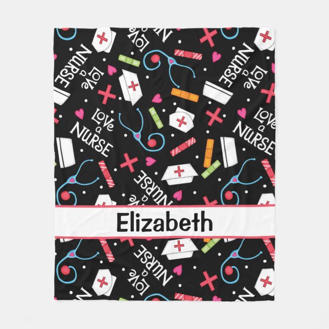 Couverture Polaire Aimez un nom de noir d'art d'infirmière (Devant)