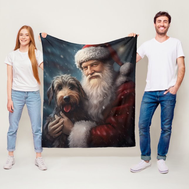 Couverture Polaire Airedale avec Noël Festif du Père Noël (En situation)