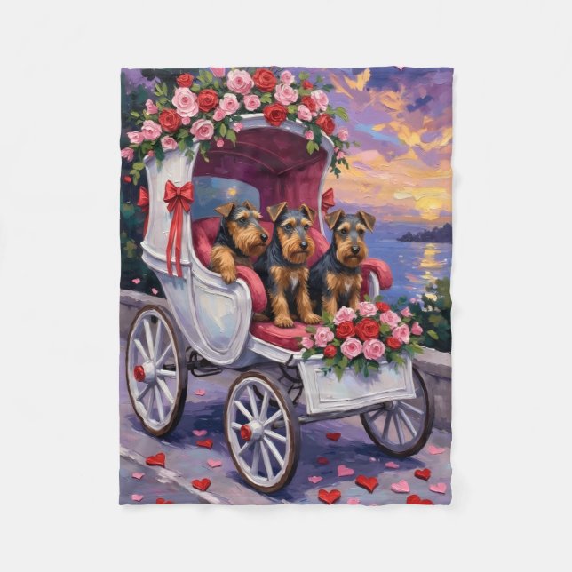 Couverture Polaire Airedale Dog Valentine's Day  (Devant)