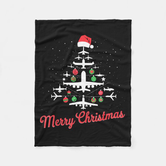 Couverture Polaire Airplane Christmas Tree Cute Airplane Xmas Holiday (Devant)
