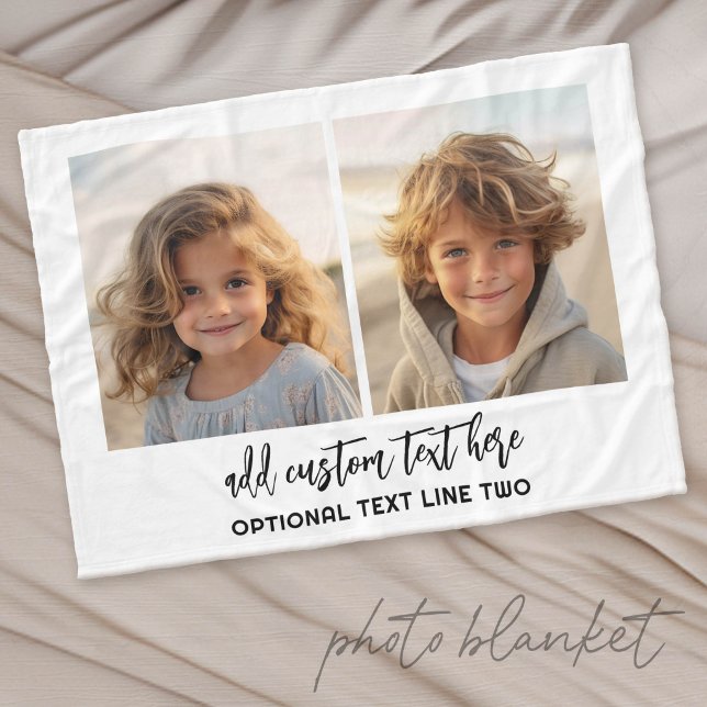 Couverture Polaire Ajouter 2 Photos - Simple Collage (Custom Fleece Photo Blanket)