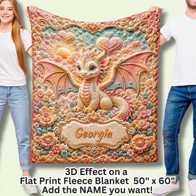 Couverture Polaire Ajouter des fleurs orange Nom Effet 3D Bébé Dragon (Créateur téléchargé)
