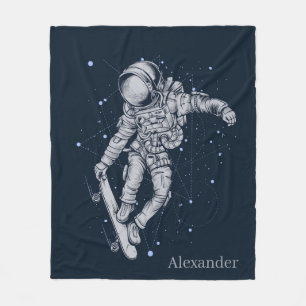 Couverture Polaire Ajouter le nom Astronaut Skateboarder sur Midnight