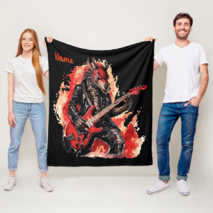 Couverture Polaire Ajouter le nom, Rouge et Noir Guitare Dragon Music