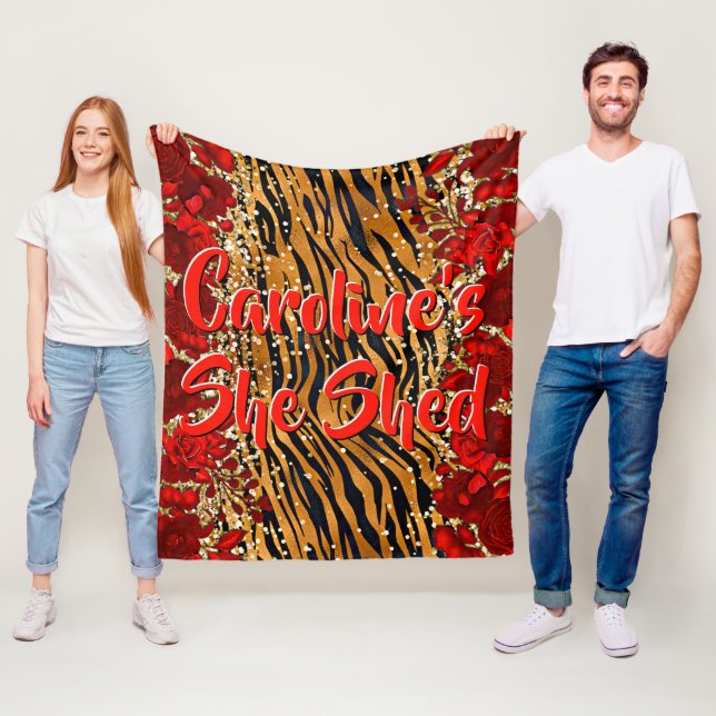 Couverture Polaire Ajouter Le Nom Texte Elle Tigre Tiger Tirages Fleu (En situation)