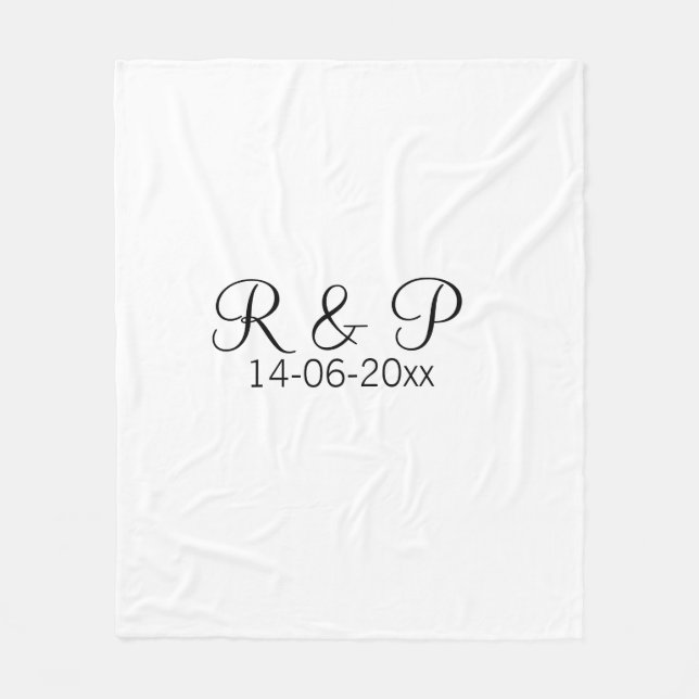 Couverture Polaire Ajouter monogramme du nom du couple ajouter date a (Devant)