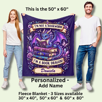Couverture Polaire Ajouter Nom, Dragon de Livre Violet Bleu