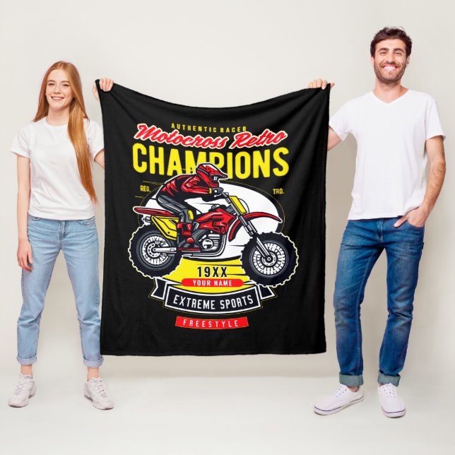 Couverture Polaire Ajouter un nom Année Motocross Retro Champions Rid (En situation)