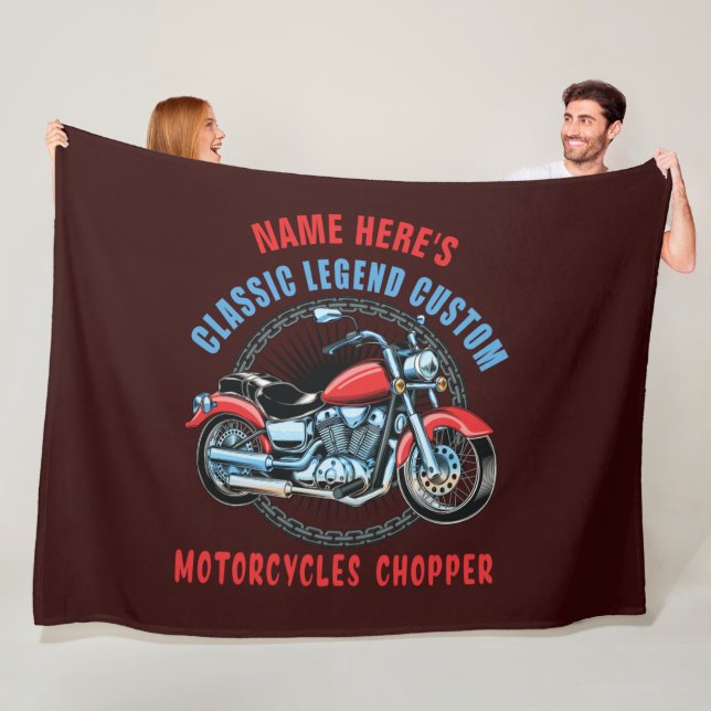 Couverture Polaire Ajouter un nom Classic Custom Red Motorcycle Chopp (En situation)