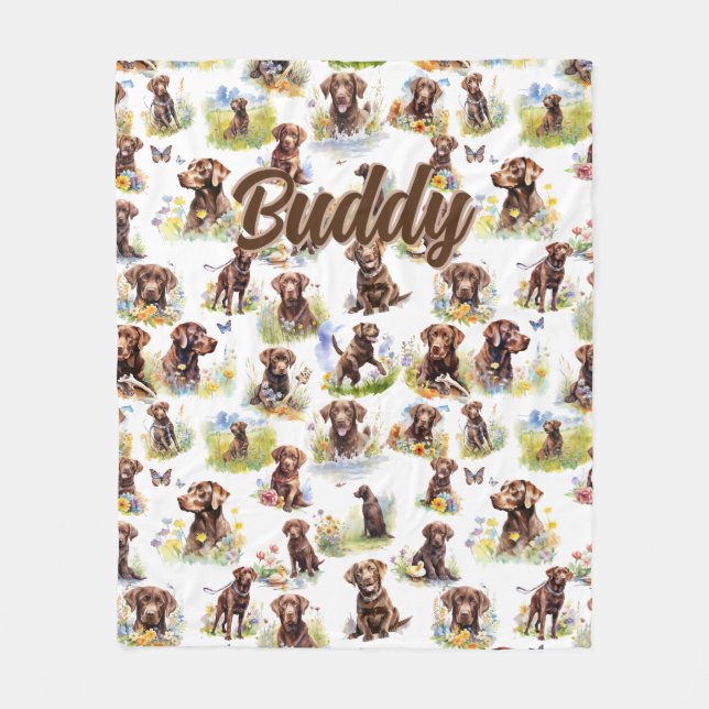 Couverture Polaire Ajouter un nom, Labrador Retriever Dog (Devant)