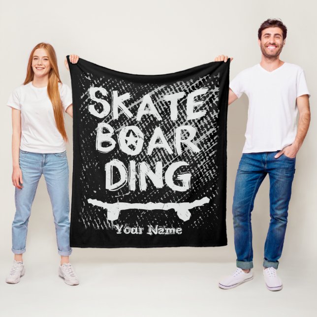 Couverture Polaire Ajouter un nom Scratched Skateboard (En situation)