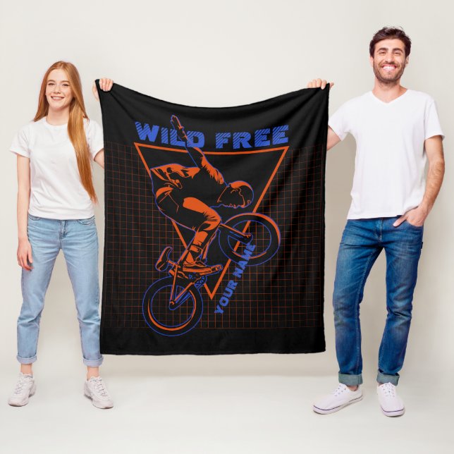 Couverture Polaire Ajouter un nom Texte BMX Freestyle Extrême Rouge G (En situation)