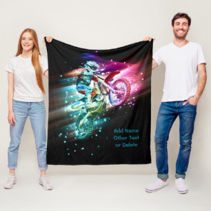 Couverture Polaire Ajouter un nom Texte (ou Supprimer) Motocross Bike