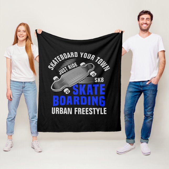 Couverture Polaire Ajouter Ville Nom Texte Skateboard Urban Freestyle (En situation)