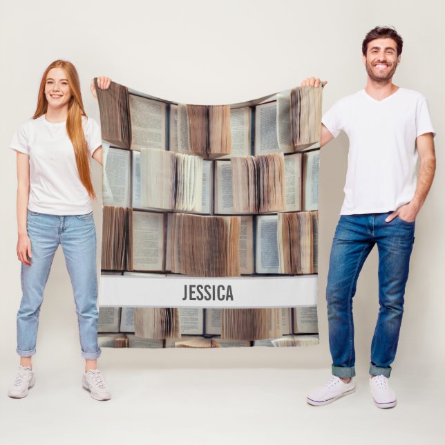 Couverture Polaire Ajouter votre nom Ouvert Livres Motif (En situation)