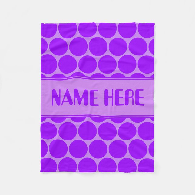 Couverture Polaire Ajouter Votre Nom Purple Polka Dot Motif (Devant)