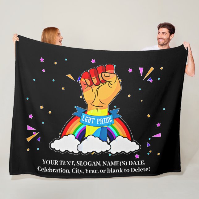 Couverture Polaire Ajouter Votre Texte, Gay pride Arc-En-Ciel Nuages  (En situation)