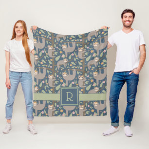 Couverture Polaire Ajoutez votre motif floral mignon initial de