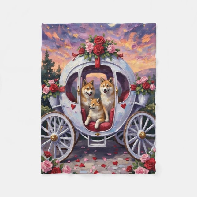 Couverture Polaire Akita Dog Valentine's Day (Devant)