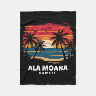 Couverture Polaire Ala Moana Beach Hawaii Surfboarder Palmier Souve
