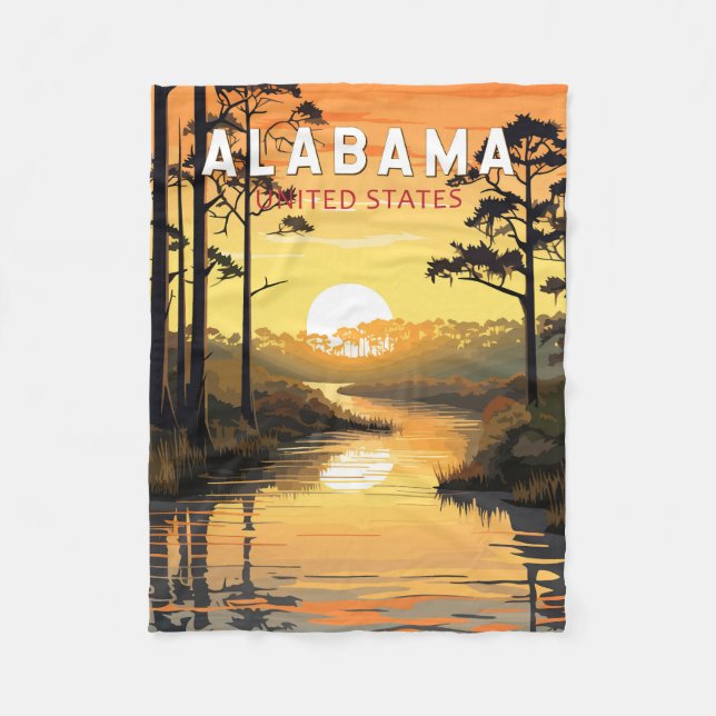 Couverture Polaire Alabama Travel Art Vintage (Devant)