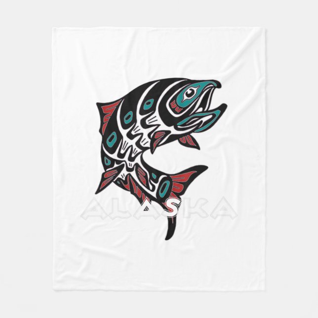 Couverture Polaire Alaska Saumon Fishing Native American Indigenous T (Devant)
