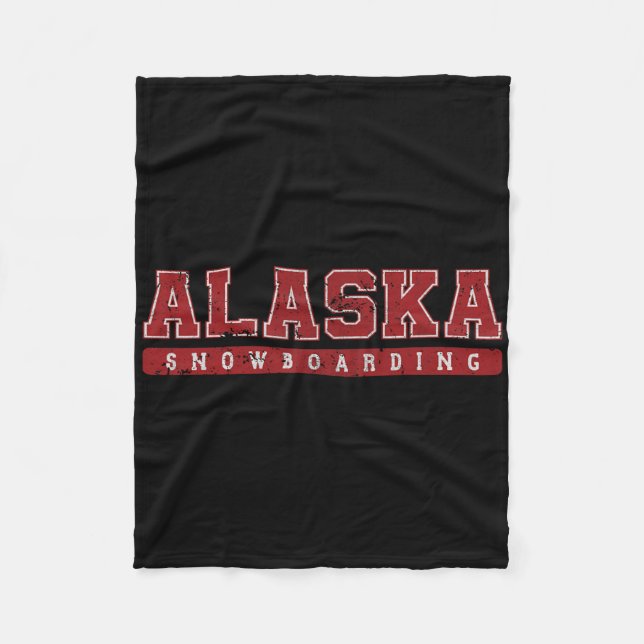 Couverture Polaire Alaska Snowboard Rouge Texte Vintage (Devant)