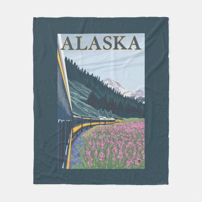 Couverture Polaire AlaskaRailroad et Vintage voyage de Fireweed (Devant)