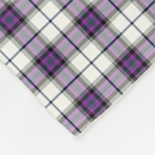 Couverture Polaire Alexandre de Menstry Tartan, plaid blanc et violet