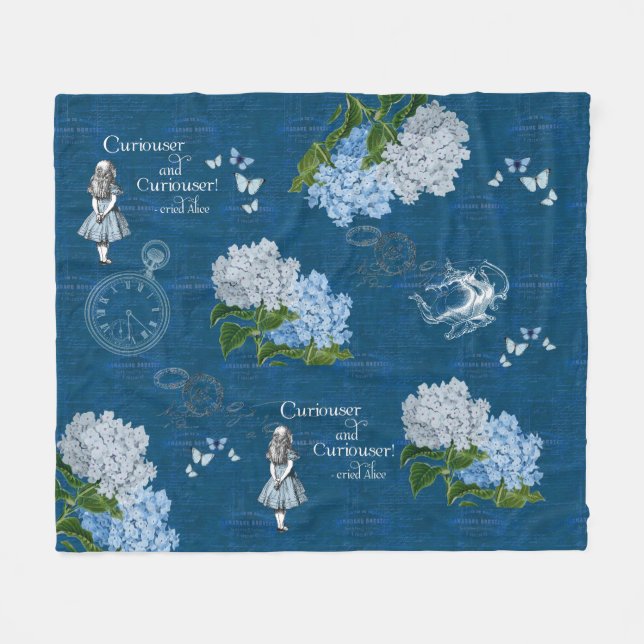 Couverture Polaire Alice au pays des merveilles Floral Blue Thaillot  (Devant (Horizontal))