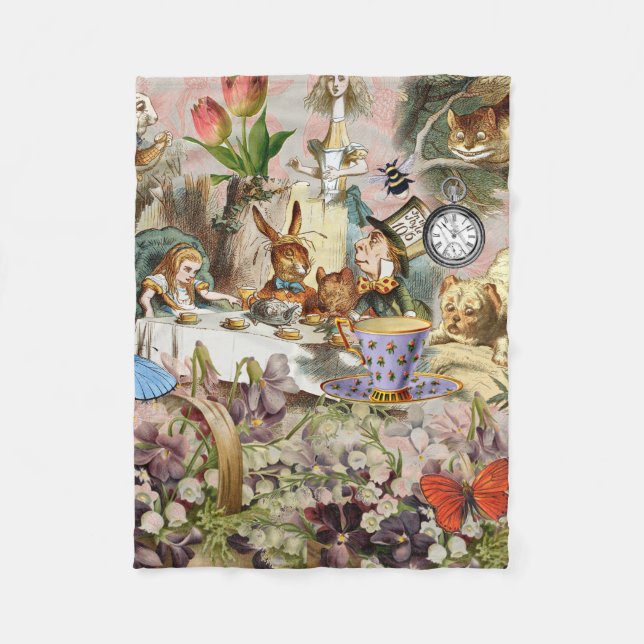 Couverture Polaire Alice au pays des merveilles Tea Party Art (Devant)