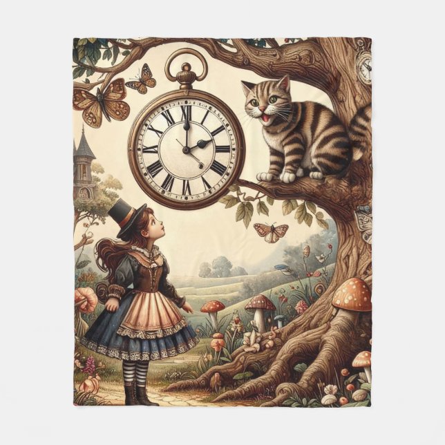 Couverture Polaire Alice & Cheshire Cat: Whimsical Wonderland Fantasy (Devant)