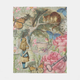 Couverture Polaire Alice Cheshire Chat Wonderland Tree Garden