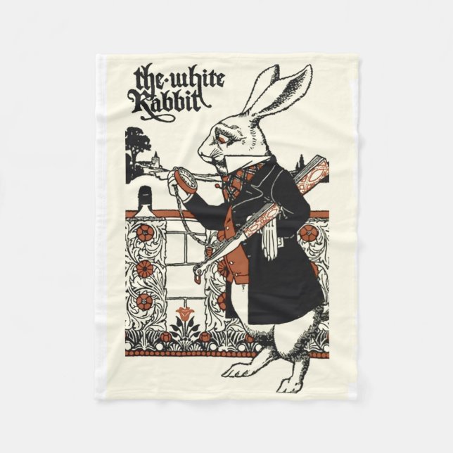Couverture Polaire Alice Lapin Blanc Classique Wonderland  (Devant)
