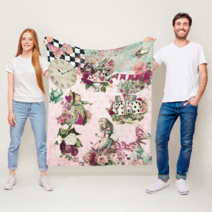 Couverture Polaire Alice rose élégant au pays des merveilles