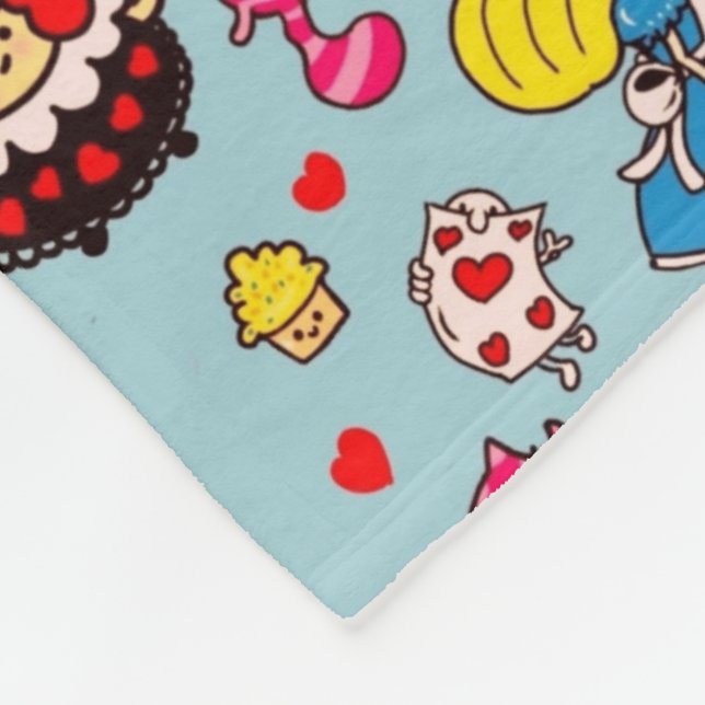 Couverture Polaire Alice Wonderland Mad Hatter Cat Doodle (Coin)