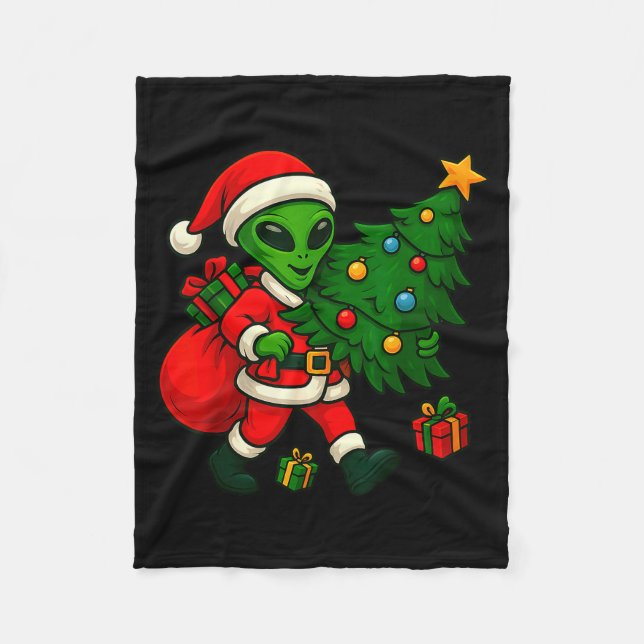Couverture Polaire Alien Christmas Tree Xmas Lights Funny Holiday Men (Devant)