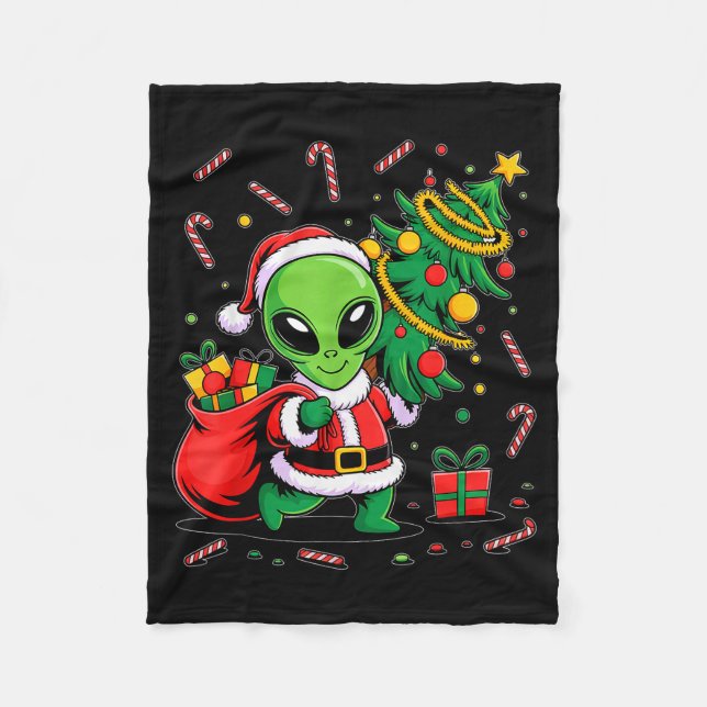 Couverture Polaire Alien Christmas Tree Xmas Lights Funny Holiday Men (Devant)