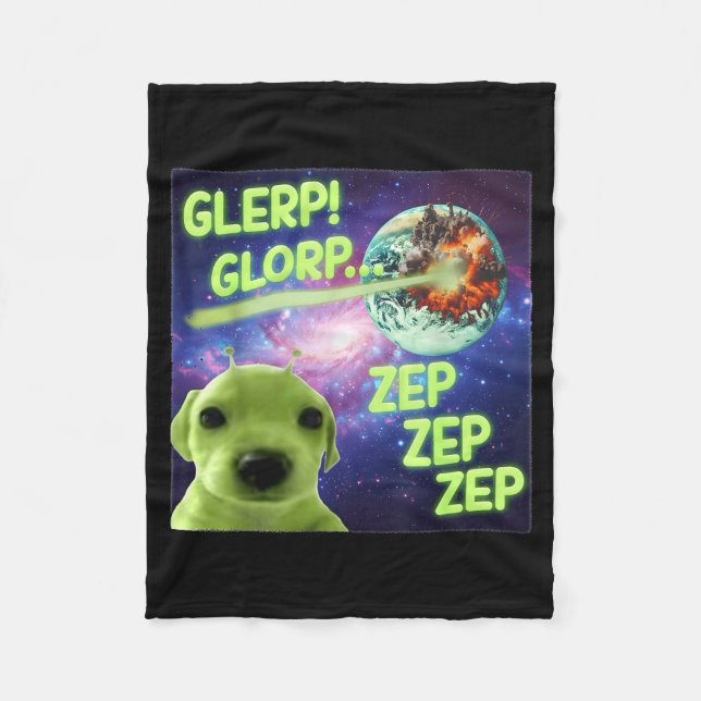 Couverture Polaire Alien Dog Meme Glerp Glorp Funny Space Laser Gift  (Devant)