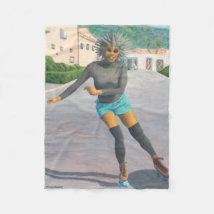 Couverture Polaire Alien Femme Roller Patinage Imaginaire Art Blanket