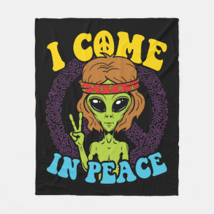 Couverture Polaire Alien Hippie Je viens en paix